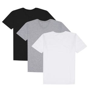 티팜 면 V넥 반팔 티셔츠 3장 세트 화이트/멜란지