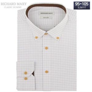 오렌지 체크 슬림핏 와이셔츠 - 리차드막시 SMA1201