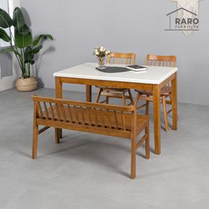 라로퍼니처 알토 1200 천연 대리석 4인 식탁 세트 (식탁+의자2+벤치1)