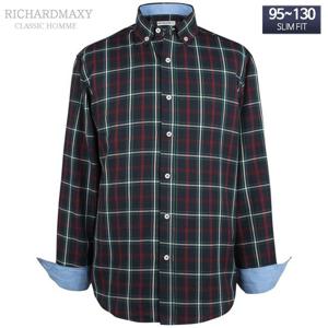 95-120 빅사이즈 체크 긴팔 슬림핏 와이셔츠 - SMA6734
