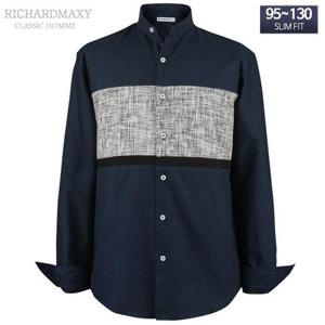 95-130 빅사이즈 차이나카라 긴팔 슬림핏셔츠 - SMA6345