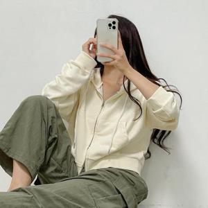 바바 간절기 데일리 크롭 후드 집업 4col 허리잘록