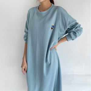 [보리맘]곰자수 귀여운 수유복 긴팔 수유 원피스 임부복 코튼 ID469