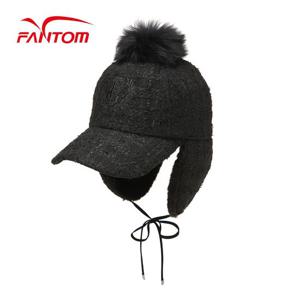 [팬텀] 여성 퍼방울 귀달이 트위드 볼캡 221B4CP653_BK