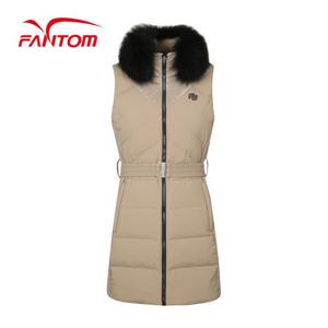 [팬텀] 여성 벨티드 폭스퍼 덕다운 롱 점퍼 베스트 221B4JV294_BG