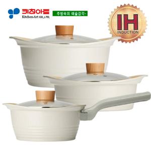 키친아트 베이직(IH) 인덕션세라믹냄비 3종(B)SET(18+24+22전)