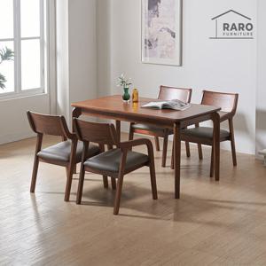 라로퍼니처 라인 1400 참죽나무 원목 4인 식탁 세트 (식탁+의자4)