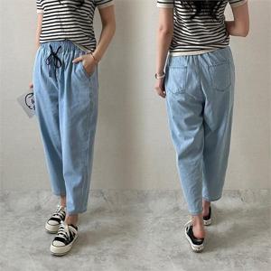 빅사이즈사랑해요 P135L303 끈데님배기보이핏팬츠 LO