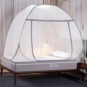 [마켓우드] 원터치 텐트형 사각 침대 거실 모기장 캐노피_그레이