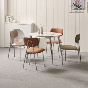 라로퍼니처 에릭 900 유광 원형 포세린 통 세라믹 식탁 세트 (식탁+의자4)