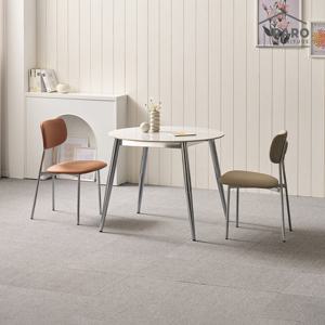 라로퍼니처 에릭 900 유광 원형 포세린 통 세라믹 식탁 세트 (식탁+의자2)