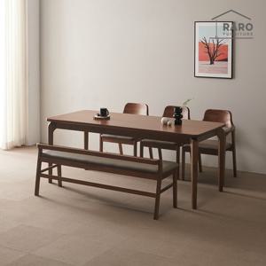 라로퍼니처 베르체 1900 참죽나무 원목 6인 식탁 세트 (식탁+의자3+벤치1)