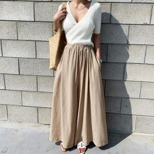 OHS-DBS6697 허리밴딩 와이드 린넨 팬츠