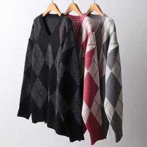 빅사이즈사랑해요 F663L310 큐트아가일패턴니트티 EB