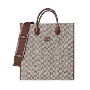 [구찌] 인터로킹 G 미디엄 토트백/브라운/674155 92THG 8563