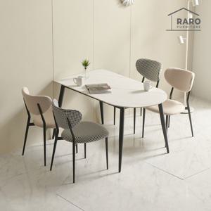 라로퍼니처 아트 1350 반타원 포세린 세라믹 4인 식탁 세트 (식탁+의자4)
