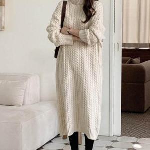 [시스터즈] 여성 터틀넥니트롱원피스 갸을 골지 치마