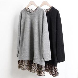 빅사이즈사랑해요 0510L311 루즈니트꽃블라우스 CO