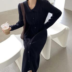 OHS-WGY4102 3컬러 루즈 니트 롱 원피스