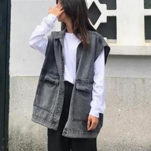 블랙진 청조끼 넉넉한핏 데님 베스트 동네 한바퀴