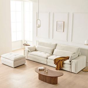 [착불] 동서가구 클라우드 4인용 패브릭 소파+스툴 DF924508