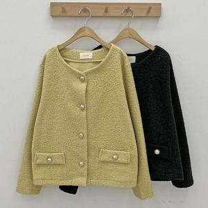 빅사이즈사랑해요 Q359L312 골디펄단추뽀글이자켓 GO