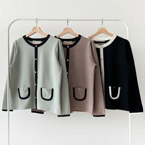 빅사이즈사랑해요 Q395L312 엣지노카라버튼가디건티 BN