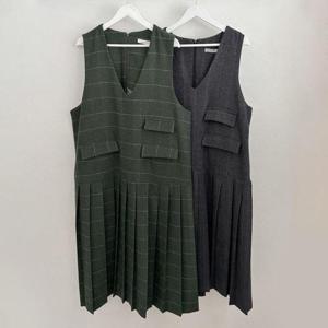 빅사이즈사랑해요 Q410L401 샵체크주름조끼원피스 BN