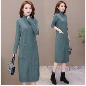 [깨비몰]여성 터틀넥 니트 원피스 꽈배기 골지 스웨터