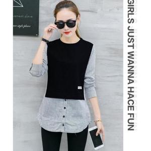 [깨비몰] 여성 티셔츠 레이어드 셔츠 루즈핏 롱티