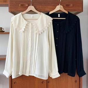 빅사이즈사랑해요 Q570L402 핀탁라인레이스블라우스 BN