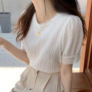 [깨비몰] 여성 데일리 레이스 펀칭 블라우스 남방