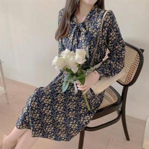 [깨비몰] 여자 꽃무늬 원피스 쉬폰 프릴러플 롱드레스