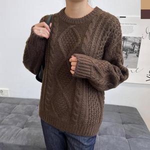 [라일리] Rly 2L-UPP 1059 여자 오버핏 도톰 꽈배기니트스웨터