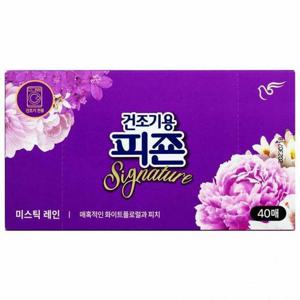 피죤 섬유유연제 건조기용 미스틱 레인 40매 화이트플로럴과 피치