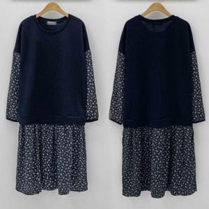 빅사이즈사랑해요 O803L402 밸리플라워니트원피스 BS