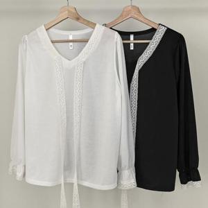 빅사이즈사랑해요 Q736L403 안젤리카롱리본블라우스 GO