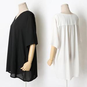 빅사이즈사랑해요 E119L403 브이넥반팔블라우스 HG