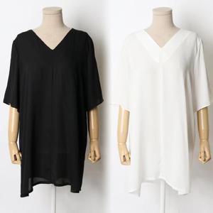 빅사이즈사랑해요 9680L403 쉬폰브이7부블라우스 HG