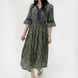 휴양지 꽃무늬 패턴 원피스 ULM-0303