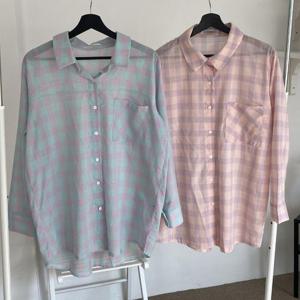 빅사이즈사랑해요 Q934L404 썸머도톰체크카라셔츠 YP