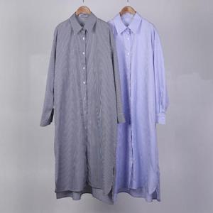 빅사이즈사랑해요 Q975L404 빈스줄가라셔츠롱원피스 TG