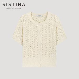 [SISTINA] 인기 펀칭 반팔 니트 가디건_AAKCDO21050_IV