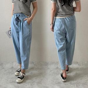 빅사이즈사랑해요 P135L404 끈데님배기보이핏팬츠 LO