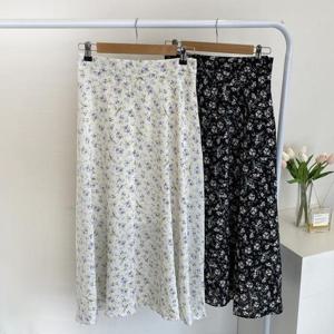빅사이즈사랑해요 O270L405 린플라워플레어스커트 CR