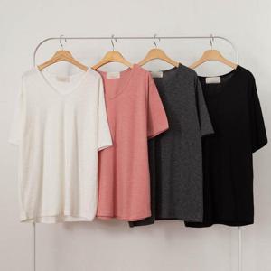 빅사이즈사랑해요 E205L405 심플브이넥라인반팔티 LD