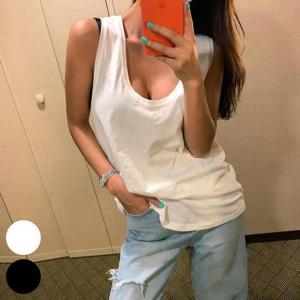 빅사이즈사랑해요 R064L405 로우유넥민소매롱나시 DK