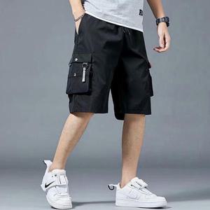 [짝꿍닷컴] 블랙 허리밴딩 포켓 트랜디 반바지 INSUM57N