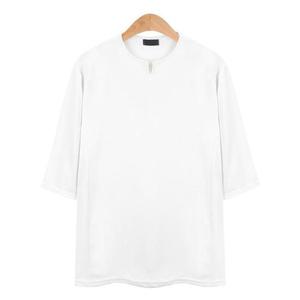 포인트 라운드 카라 화이트 7부 티셔츠_CMT012 고급