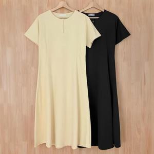 빅사이즈사랑해요 S104L405 퓨어롱버튼반팔원피스 RD